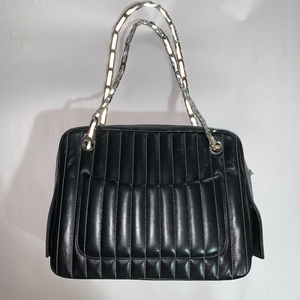 CHANEL black quilted lambskin CAMERA BAG purse - Picture 8 of 16
